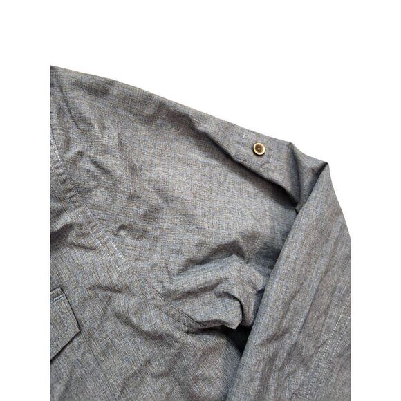 PrAna Men's Med button up Hiking Outdoor shirt Blue chest pocket Roll Tab nylon - Picture 10 of 10